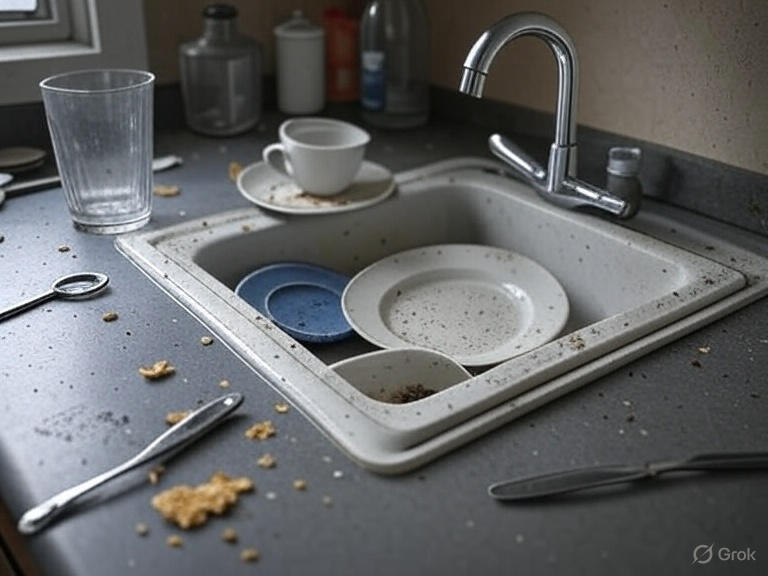 Sink full of dirty dishes